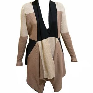 Colorblock Open Front Cardigan Sweater